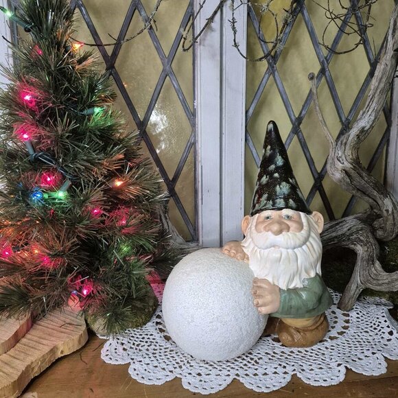 Holiday Green Garden Gnome Figurine - Picture 3 of 11